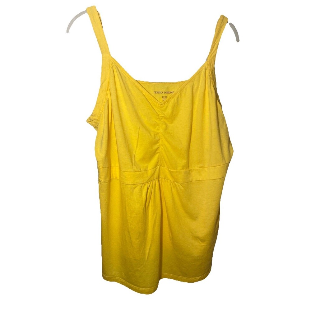 Jessica London Women's Plus Size Yellow Stretch Cotton Shirred Tank 18/20